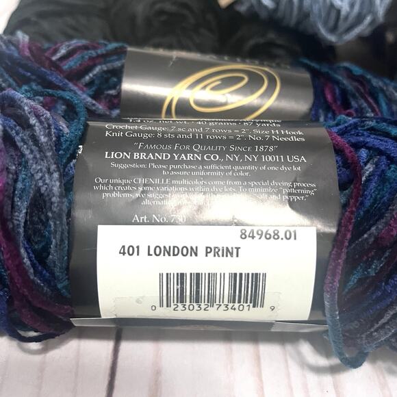 Lion Brand Chenille Yarn Lot of 22 New Skiens Variety of Colors - Picture 3 of 11